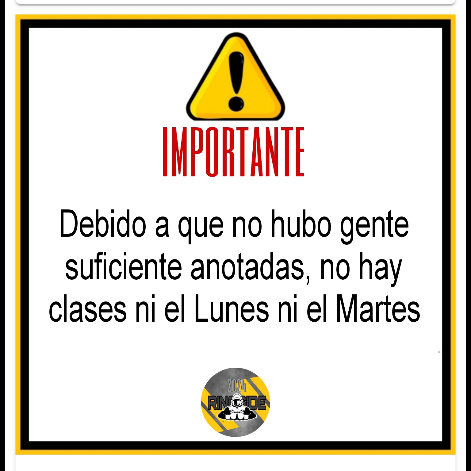 No hay clases ni lunes ni martes 